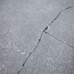 Close-up of cracked asphalt road background