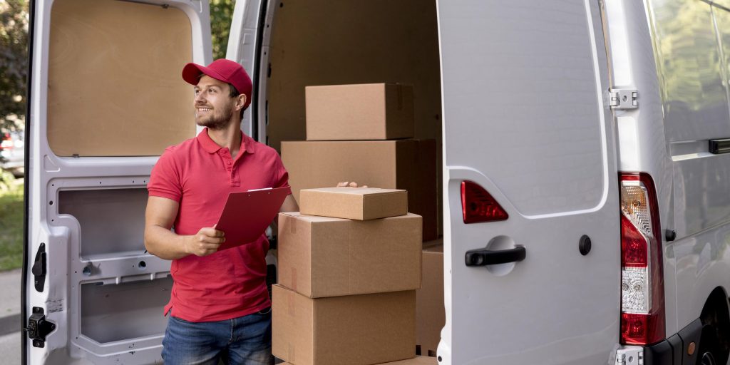 Delivery man with clipboard
